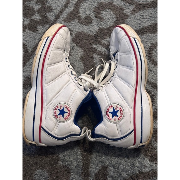 Converse Chuck Taylor All Star Leather Sneakers White Red Blue - Picture 6 of 8